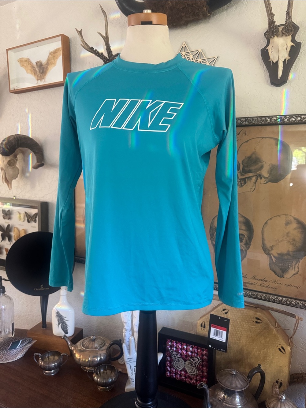 Nike Women's Teal Long-Sleeve Swim Shirt